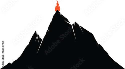 Volcano Erupting Fire on Mountain Peak