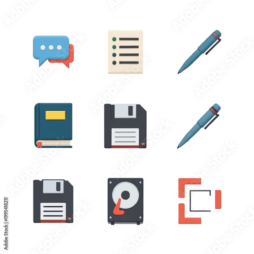 Collection of computer storage devices icons.
