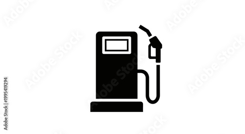 A black and white vector graphic illustration of a gas pump icon
