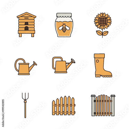 Collection of Garden and Farm Icons.
