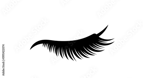 A minimalist vector graphic of a single false eyelash on a white background