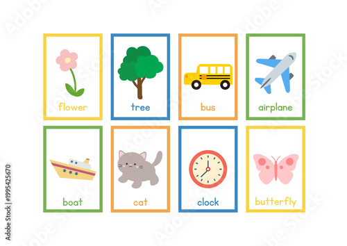 Language Development Flashcards Yellow Green Red Playful Style - 2