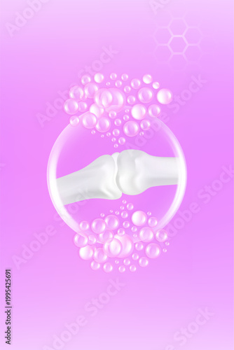 Bone and joint solutions ad, pink collagen with cosmetic advertising background ready to use, illustration vector.