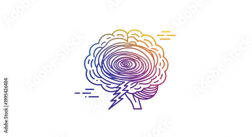 Abstract Brain Storm Concept, Mental Health, Stress, Anxiety, Lightning Bolt