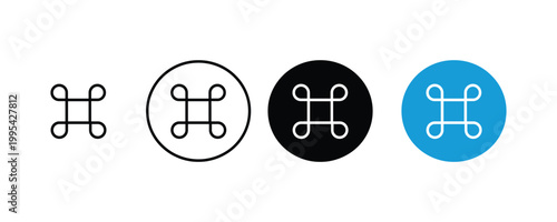 Command loop square icon vector set. Computer keyboard shortcut key, software function symbol.