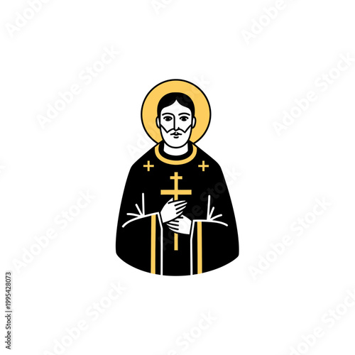 Orthodox saint priest holding a cross vector illustration