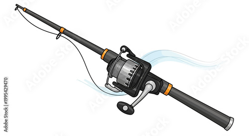 Fishing Rod and Reel with Line