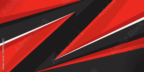 Vibrant red and black abstract graphic design with sharp angular shapes