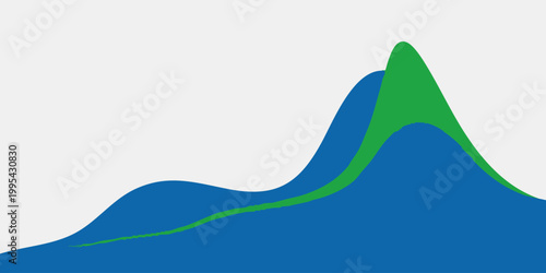 The green hill rises above the blue mountain landscape.
