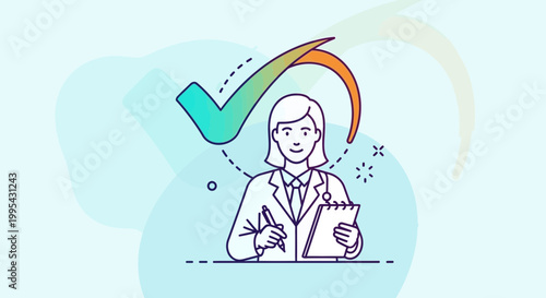 Doctor with Clipboard and Pen, Check Mark, Medical Concept, Healthcare Professional