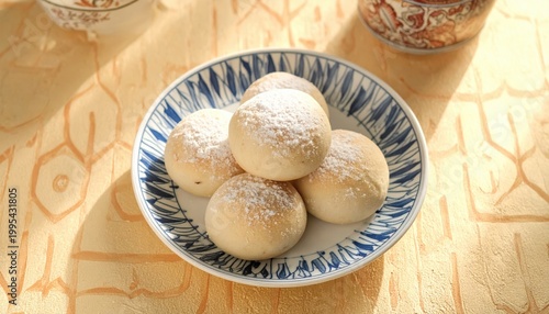 Sweet Red Bean Paste Buns With Soft Dough Lightly Dusted With Powdered Sugar