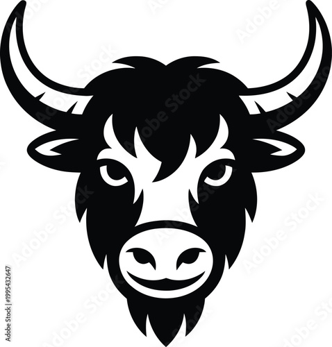 Black yak head mascot vector illustration isolated on white background