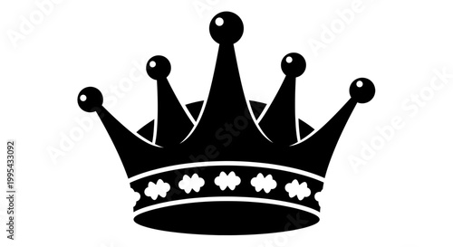 A black and white vector graphic of a crown with a decorative band