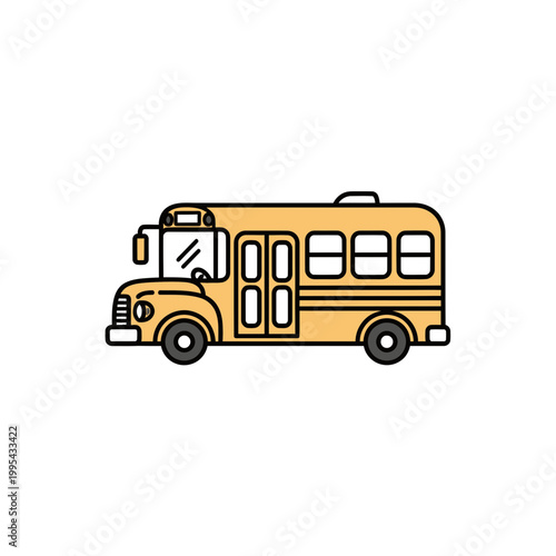 Yellow school bus vector illustration on white background