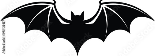 Black bat wings spread mascot vector illustration isolated on white
