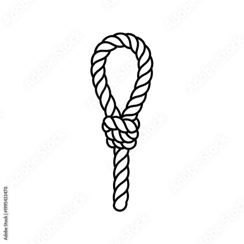 Minimalist Rope Noose Knot Vector Illustration Line Art