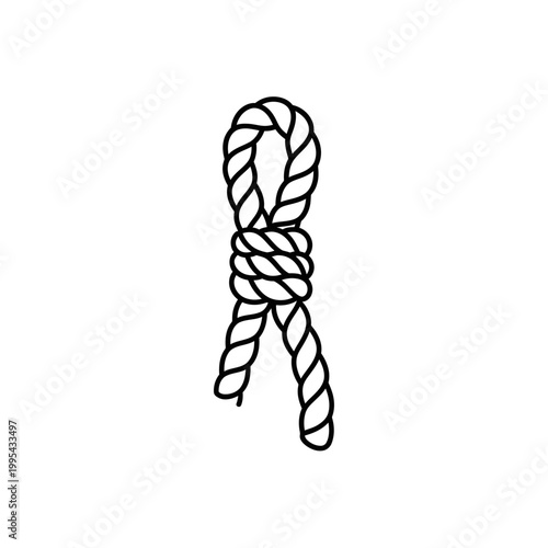 Minimalist vector illustration of a rope noose slipknot
