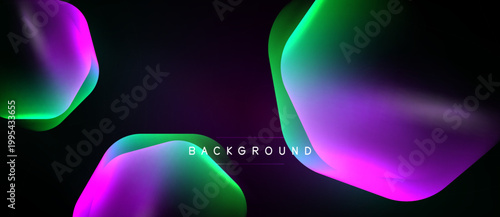 Abstract fluid shapes, vibrant colors blend. Dark background emphasizes glowing gradients, modern design element.