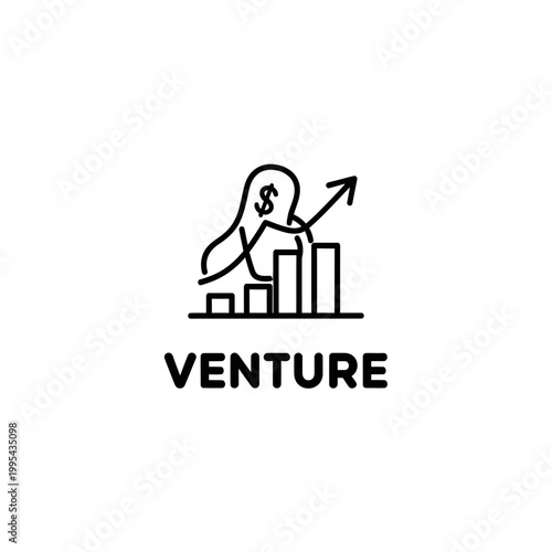 Business growth venture capital line art illustration