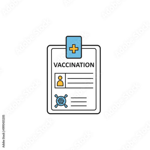Medical vaccination record card document vector illustration