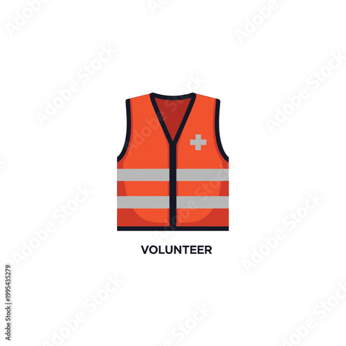 Orange High Visibility Volunteer Safety Vest Vector Icon