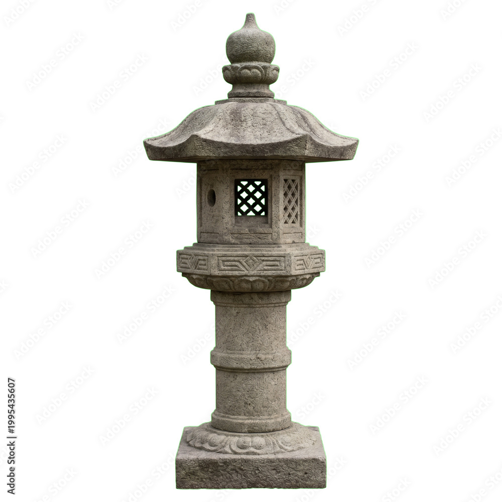 Fototapeta premium Traditional Japanese Stone Lantern Toro Matte Finish Diffused Flat Lighting No Reflections