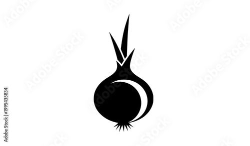 Minimal onion icon black vector vegetable symbol illustration