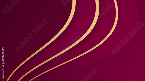 Vibrant magenta and pink abstract background with elegant golden curved line details