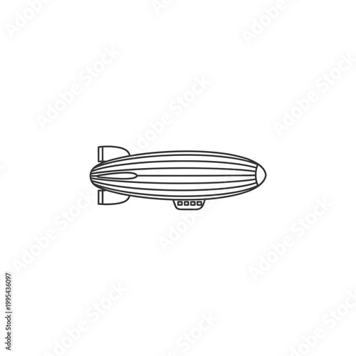 Minimalist airship blimp vector icon line art illustration
