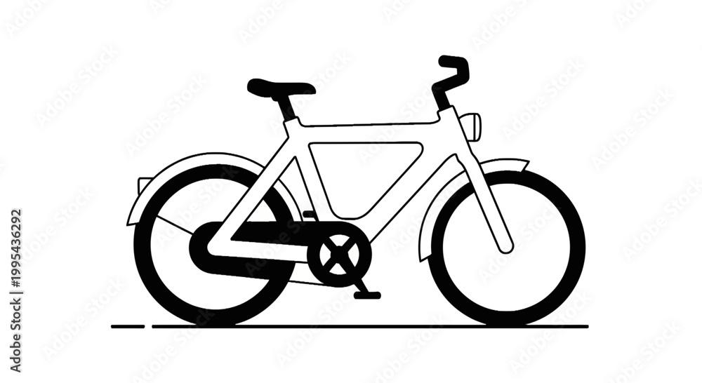 Fototapeta premium Modern minimalist bicycle vector illustration in black and white