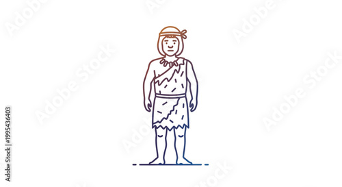 Caveman illustration: prehistoric man in animal skin, ancient human, primitive lifestyle