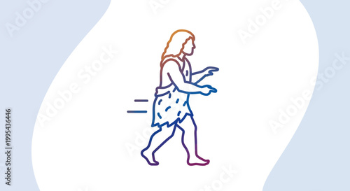 Caveman running, prehistoric man in animal skin, evolution, ancient human, historical concept