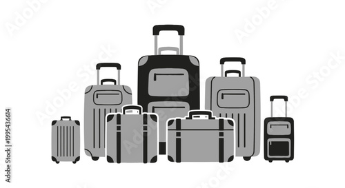 Set of travel suitcases and baggage vector illustration