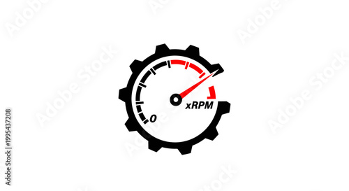 RPM gauge with red needle pointer.