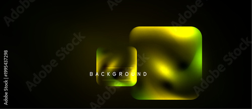 Abstract neon square design. Vivid yellow, green hues blend. Dark background emphasizes glowing effect. Text reads background.