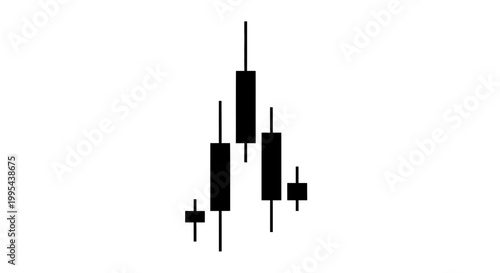 A minimalist vector graphic illustration of a stock market candlestick chart on a white background