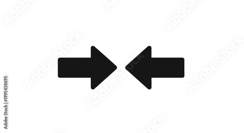 A minimalist vector graphic of two black arrows pointing in opposite directions
