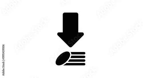 A minimalist vector graphic illustrating a download symbol with an arrow and file icons.