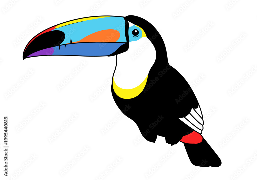 Obraz premium Colorful Toucan Bird with Large Beak and Vibrant Plumage.