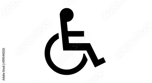 A black and white vector graphic of a wheelchair accessibility symbol