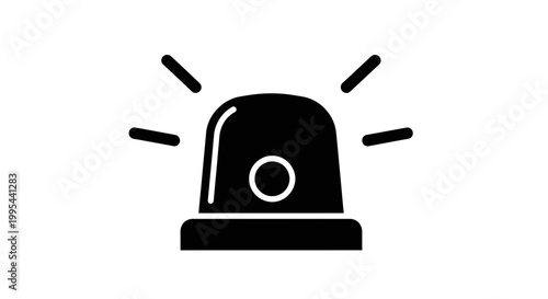 A black and white vector graphic of a police siren icon