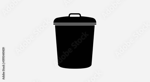 A simple black trash can icon with a lid and handle