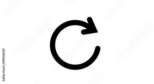 A minimalist vector graphic of a circular arrow icon