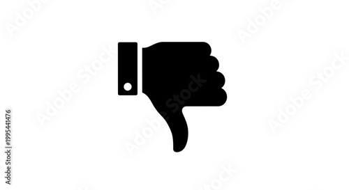 A black vector graphic of a thumb down icon with a wristwatch