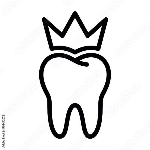 Minimalist Dental Crown Icon Vector Illustration of a Tooth Wearing a King Crown for Stomatology Branding and Oral Health Care Services