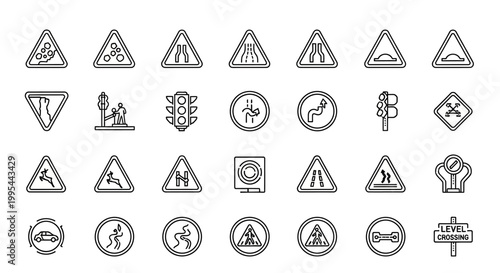 Collection of Road Traffic Signs and Symbols, Vector Icons
