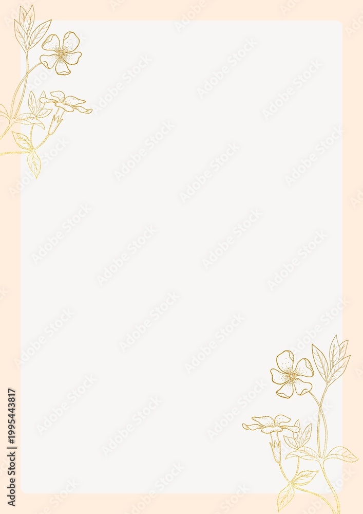 Fototapeta premium Golden floral frame with blank white space