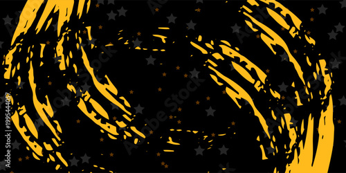 Black and yellow abstract background with brushstroke and halftone style modern simple art good