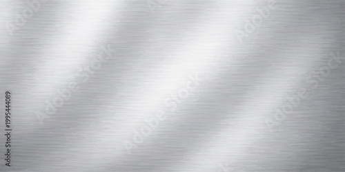Polished silver brushed metal texture background with a seamless stainless steel plate surface featuring a shiny gray industrial aluminum pattern and metallic reflection