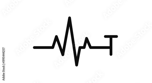 A minimalist vector graphic of a stylized heartbeat line with a medical theme